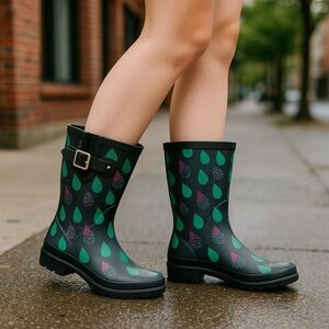 Western Chief | Women’s Rain Boots Dotty Downpour Blue Size 9
